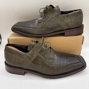 David Eden Turlock Men's Size 9 Genuine Crocodile Lizard Green Dress Shoes NICE